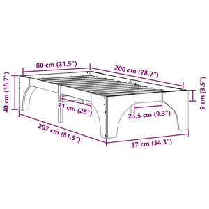 Σκελετός Κρεβατιού Καφέ 80 x 200 cm Στερεά ξυλεία πεύκου - Pakobazaar