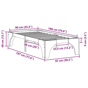 Σκελετός Κρεβατιού Λευκό 90 x 190 cm Στερεά ξυλεία πεύκου - Pakobazaar