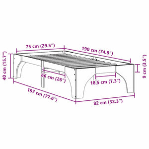 Σκελετός Κρεβατιού Λευκό 75 x 190 cm Στερεά ξυλεία πεύκου - Pakobazaar
