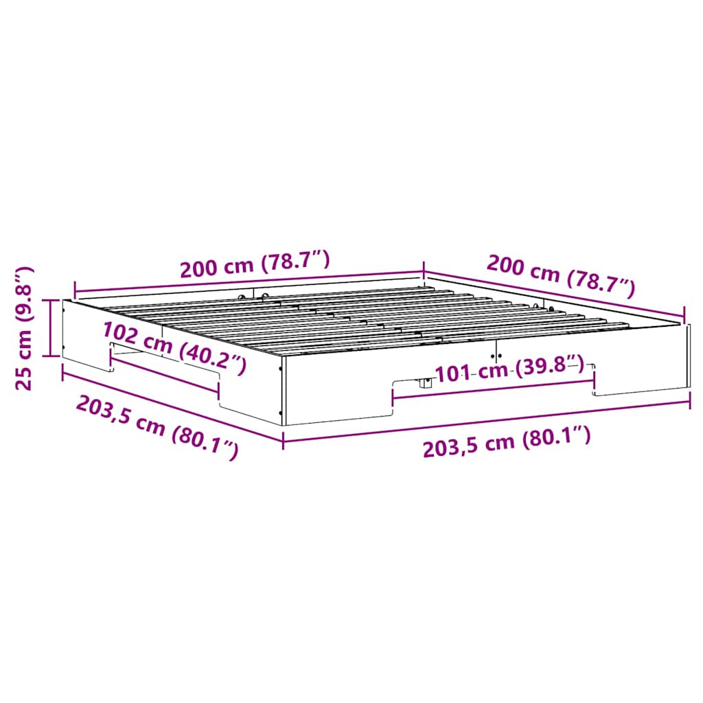 Σκελετός Κρεβατιού Καφέ 200 x 200 cm - Pakobazaar