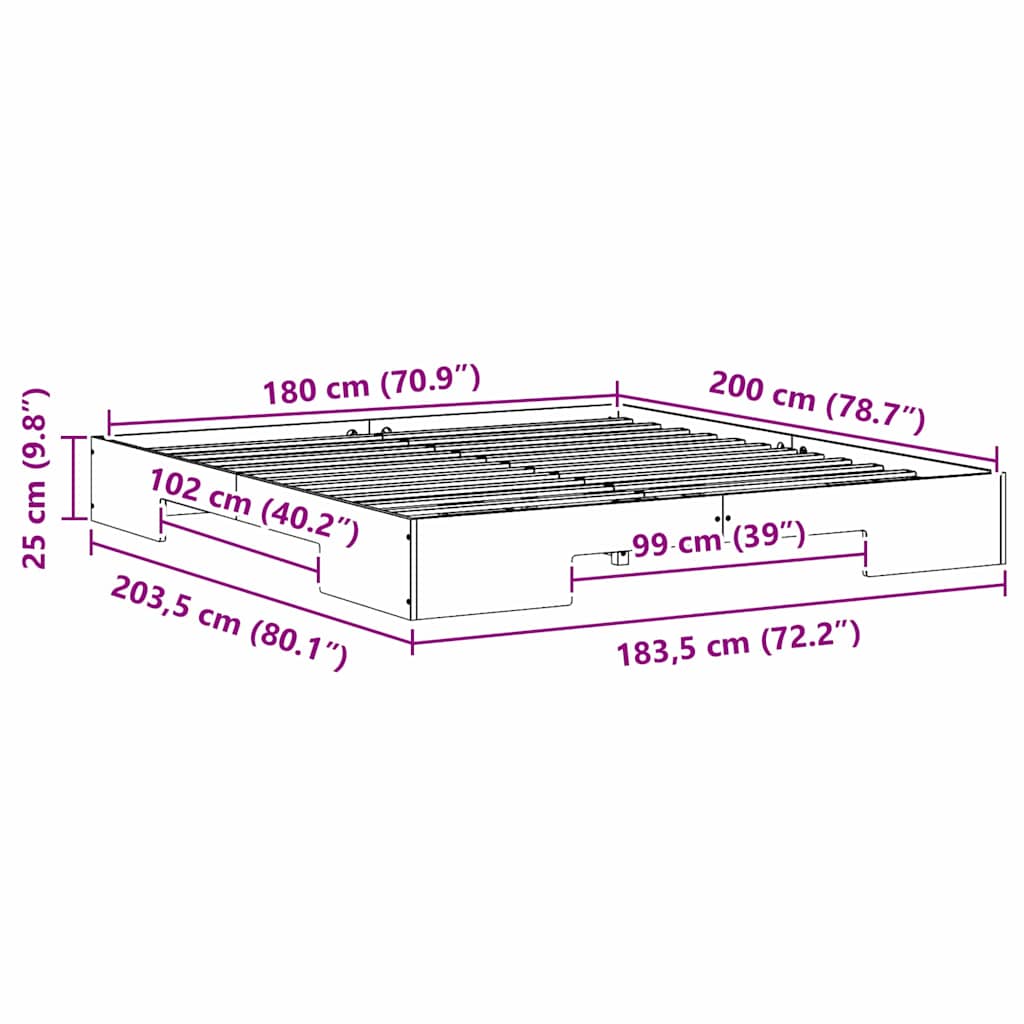 Σκελετός Κρεβατιού Καφέ 180 x 200 cm - Pakobazaar