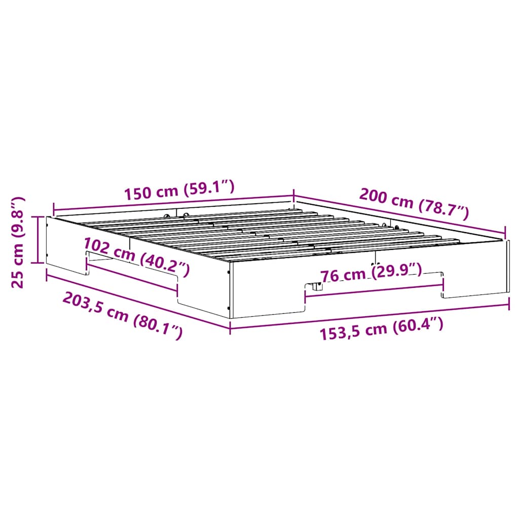 Σκελετός Κρεβατιού Καφέ 150 x 200 cm - Pakobazaar