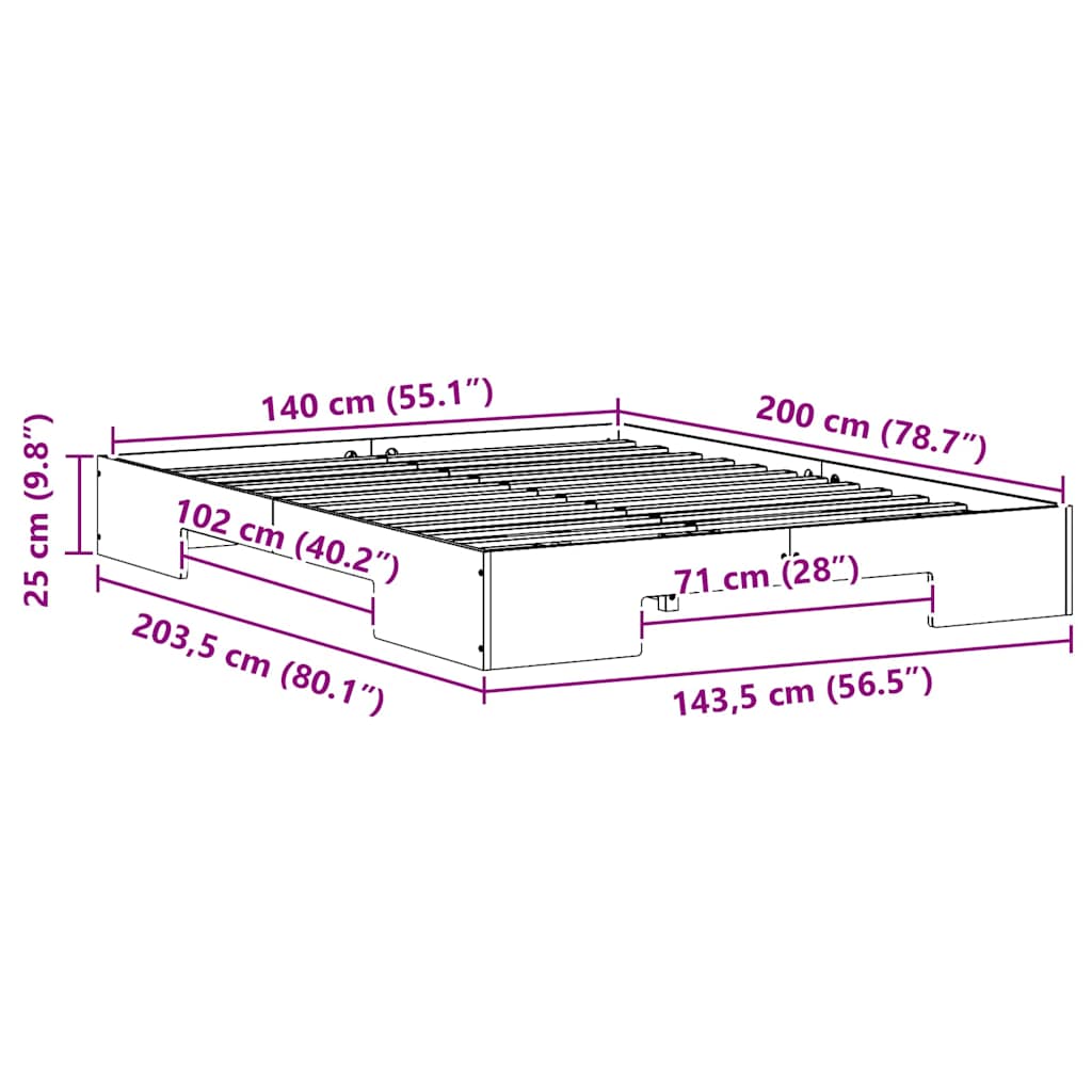 Σκελετός Κρεβατιού Καφέ 140 x 200 cm - Pakobazaar