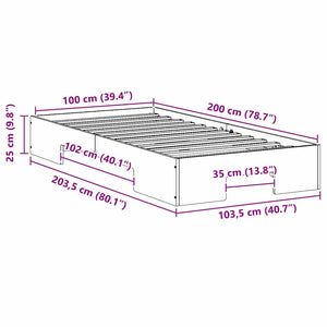 Σκελετός Κρεβατιού Καφέ 100 x 200 cm - Pakobazaar