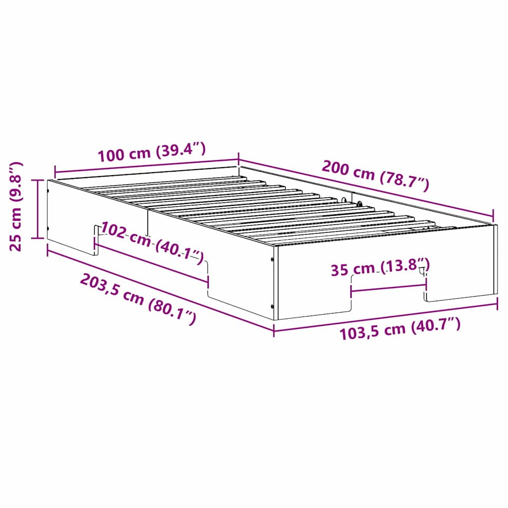 Σκελετός Κρεβατιού Λευκό 100 x 200 cm - Pakobazaar