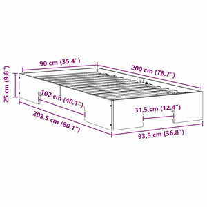 Σκελετός Κρεβατιού Καφέ 90 x 200 cm - Pakobazaar