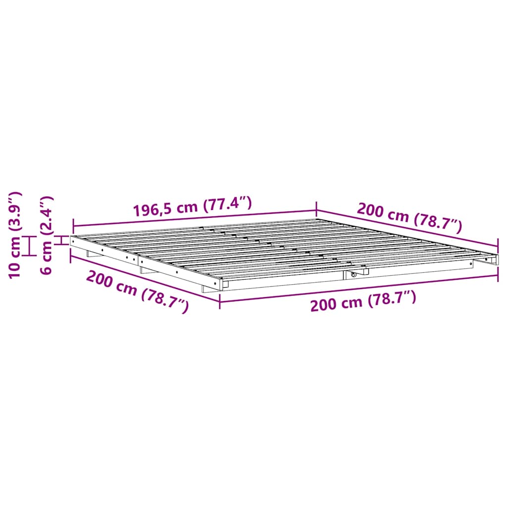 Σκελετός Κρεβατιού Καφέ 200 x 200 cm Στερεά ξυλεία πεύκου