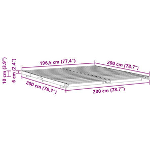 Κρεβάτι δαπέδου Λευκό 200 x 200 cm Μασίφ ξύλο πεύκου - Pakobazaar