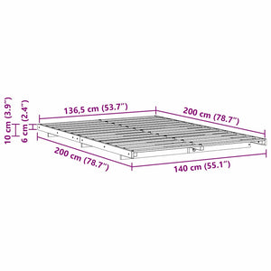 Σκελετός Κρεβατιού Λευκό 140 x 200 cm Στερεά ξυλεία πεύκου