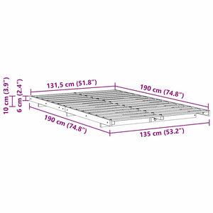 Σκελετός Κρεβατιού Κερωτό καφέ 135 x 190 cm