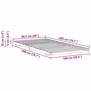 Κρεβάτι δαπέδου Λευκό 100 x 200 cm Μασίφ ξύλο πεύκου - Pakobazaar