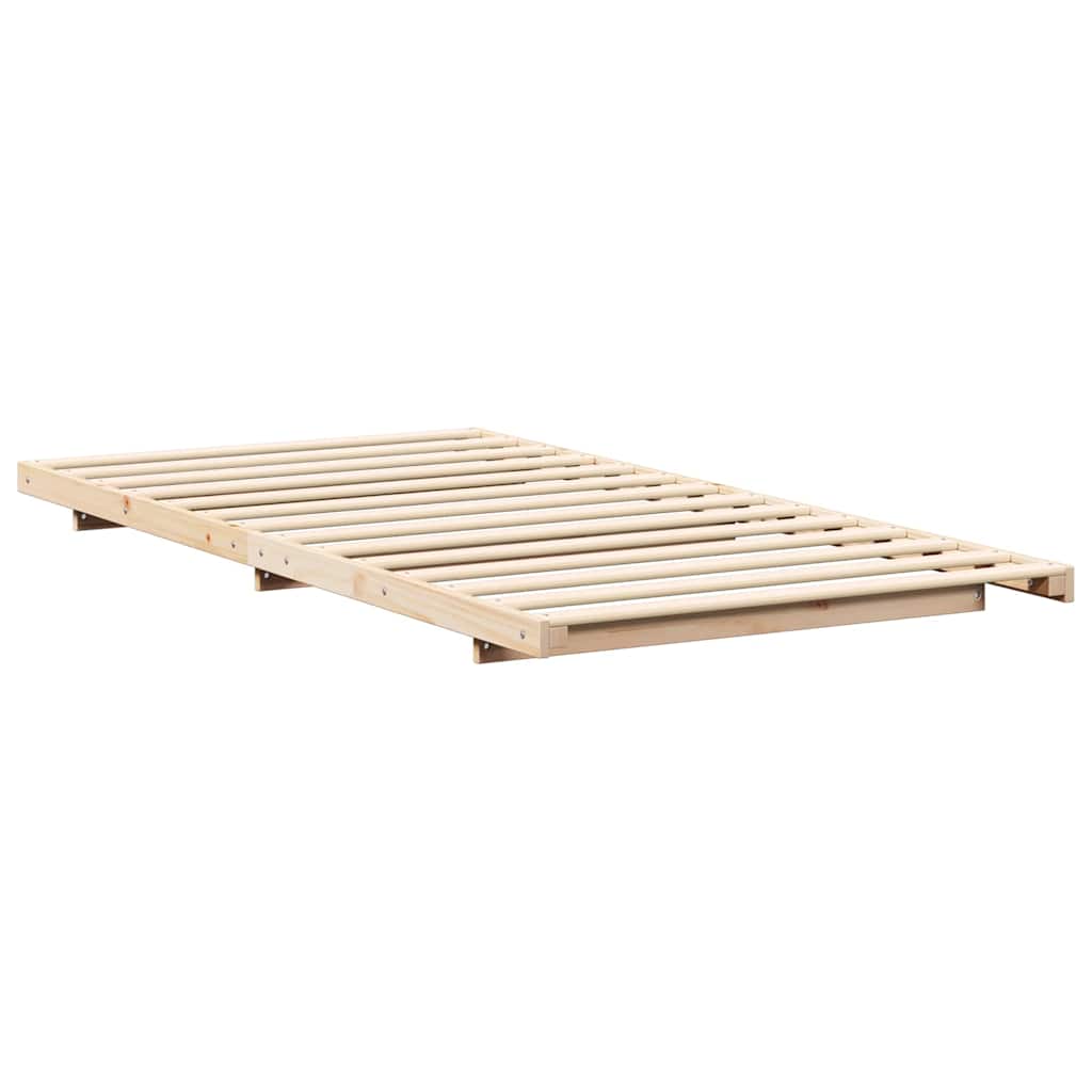 Κρεβάτι δαπέδου Καφέ 90 x 190 cm Μασίφ ξύλο πεύκου - Pakobazaar
