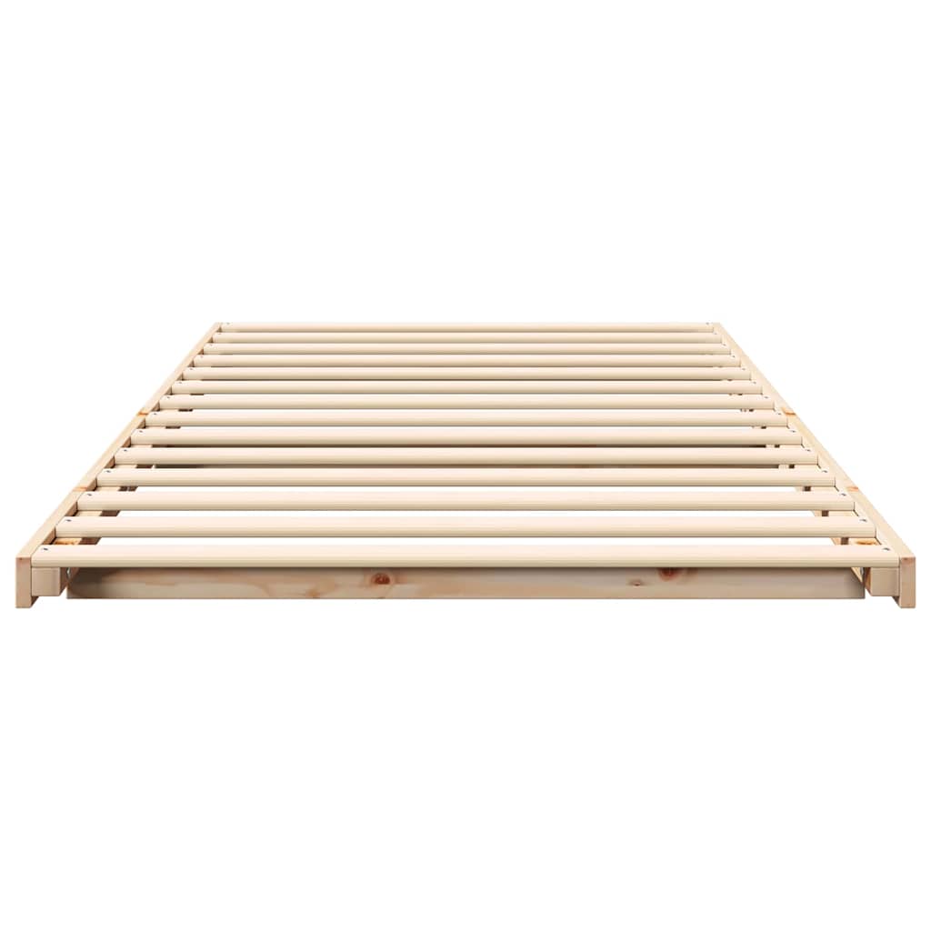 Κρεβάτι δαπέδου Καφέ 90 x 190 cm Μασίφ ξύλο πεύκου - Pakobazaar
