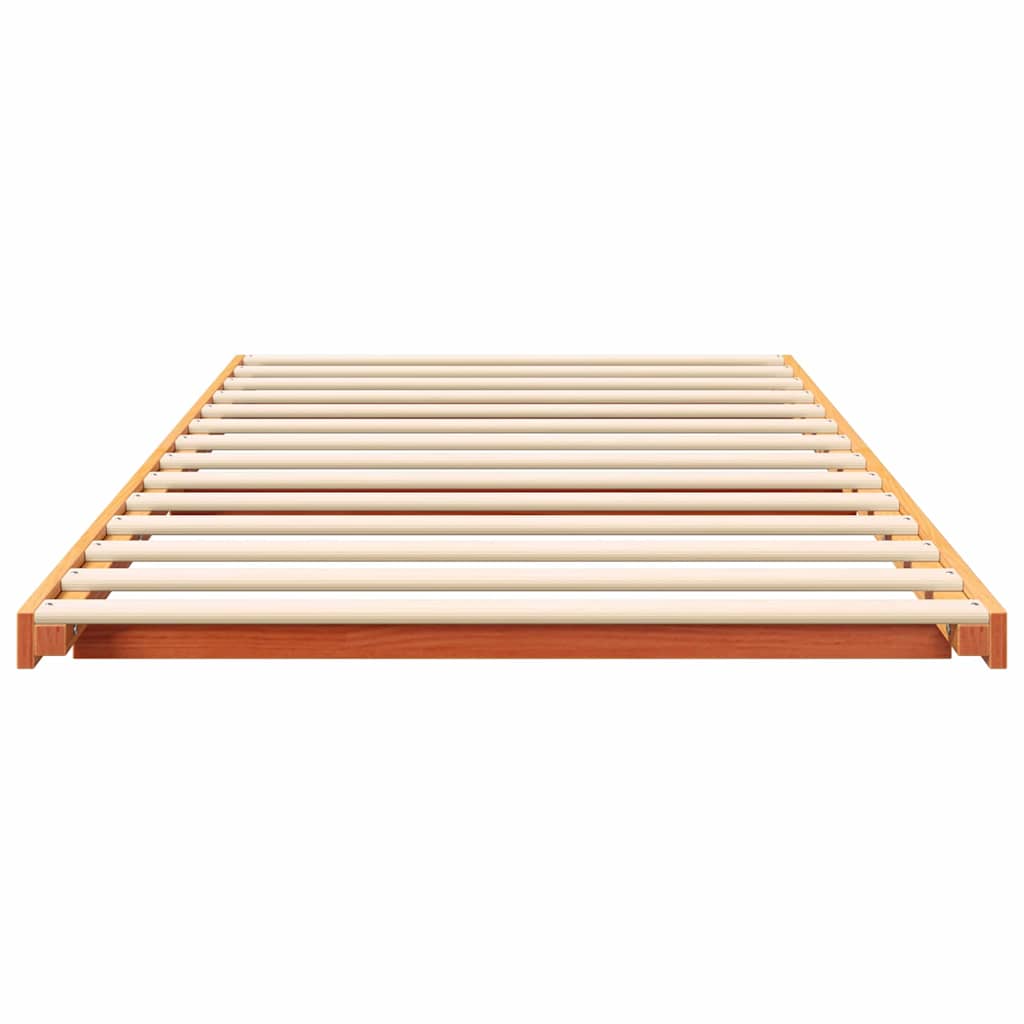 Κρεβάτι δαπέδου Καφέ κεριού 90 x 190 cm Μασίφ ξύλο πεύκου - Pakobazaar