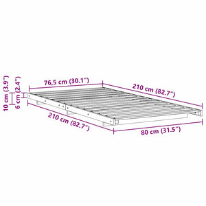 Σκελετός Κρεβατιού Λευκό 80 x 210 cm Στερεά ξυλεία πεύκου