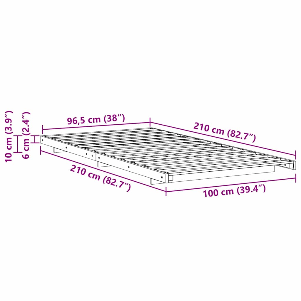 Σκελετός Κρεβατιού Καφέ 100 x 210 cm Στερεά ξυλεία πεύκου