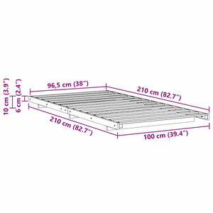 Σκελετός Κρεβατιού Λευκό 100 x 210 cm Στερεά ξυλεία πεύκου