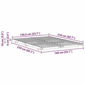 Σκελετός Κρεβατιού Λευκό 140 x 210 cm Στερεά ξυλεία πεύκου