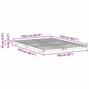 Σκελετός Κρεβατιού Καφέ 160 x 210 cm Στερεά ξυλεία πεύκου