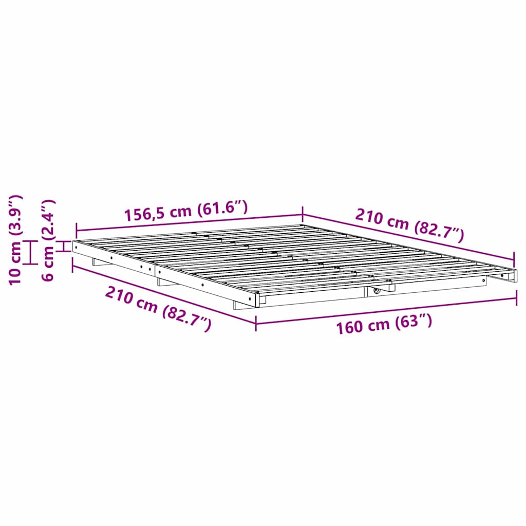 Σκελετός Κρεβατιού Κερωτό καφέ 160 x 210 cm