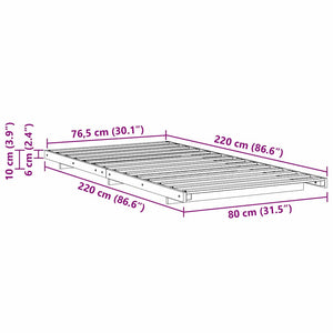 Σκελετός Κρεβατιού Λευκό 80 x 220 cm Στερεά ξυλεία πεύκου