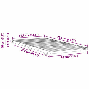 Σκελετός Κρεβατιού Κερωτό καφέ 90 x 220 cm Στερεά ξυλεία πεύκου
