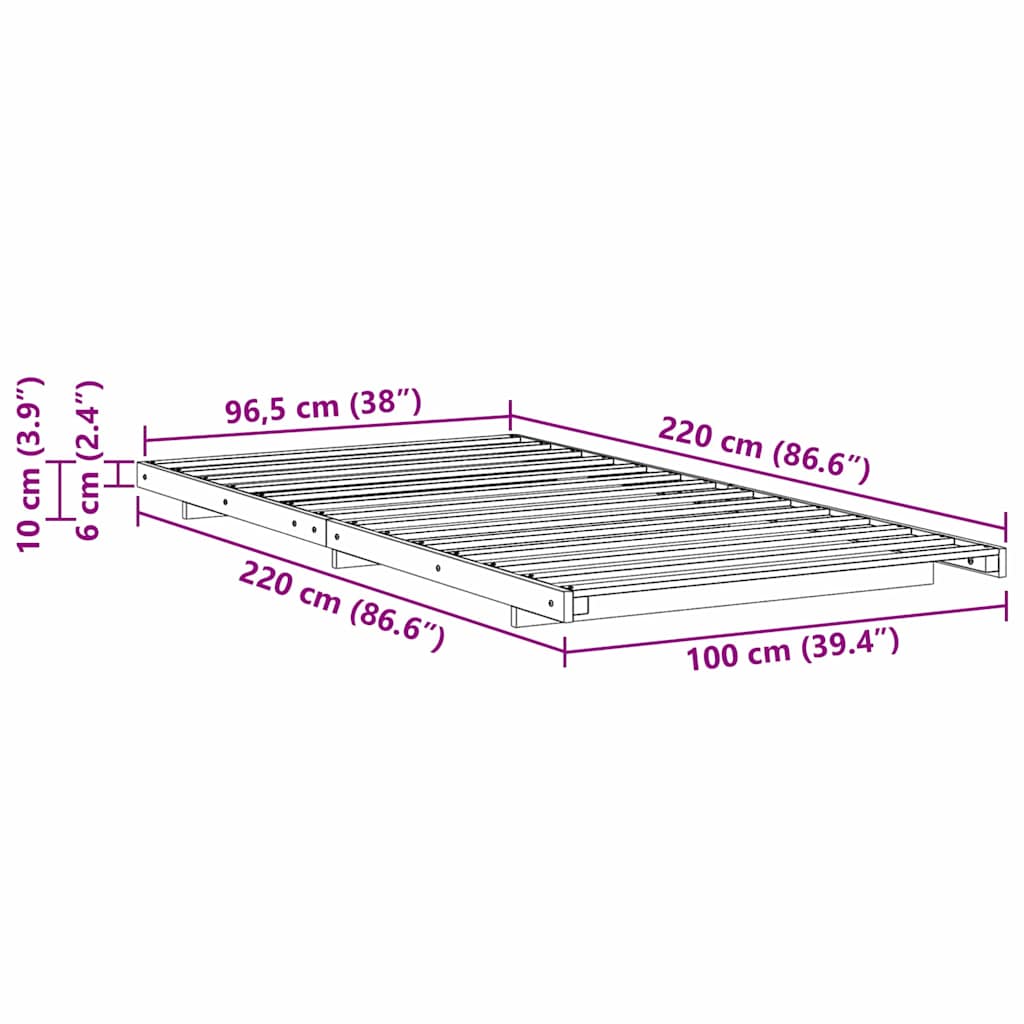 Σκελετός Κρεβατιού Κερωτό καφέ 100 x 220 cm