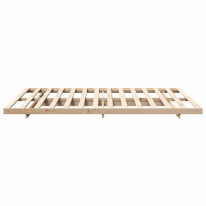 Κρεβάτι δαπέδου Καφέ 140 x 220 cm Μασίφ ξύλο πεύκου - Pakobazaar