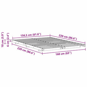 Σκελετός Κρεβατιού Λευκό 160 x 220 cm Στερεά ξυλεία πεύκου