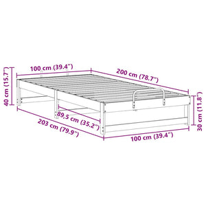 Σκελετός Κρεβατιού Λευκό 100 x 200 cm Στερεά ξυλεία πεύκου