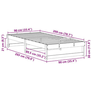 Σκελετός Κρεβατιού Λευκό 90 x 200 cm Στερεά ξυλεία πεύκου