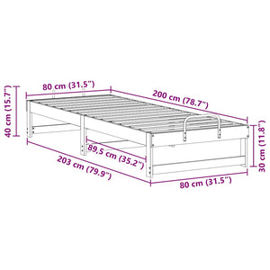 Σκελετός Κρεβατιού Καφέ 80 x 200 cm Στερεά ξυλεία πεύκου