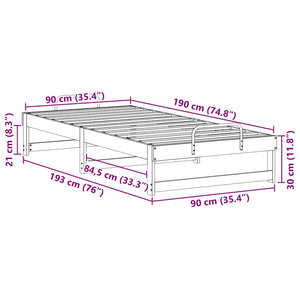 Σκελετός Κρεβατιού Καφέ 90 x 190 cm Στερεά ξυλεία πεύκου
