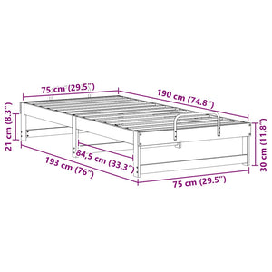 Σκελετός Κρεβατιού Καφέ 75 x 190 cm Στερεά ξυλεία πεύκου