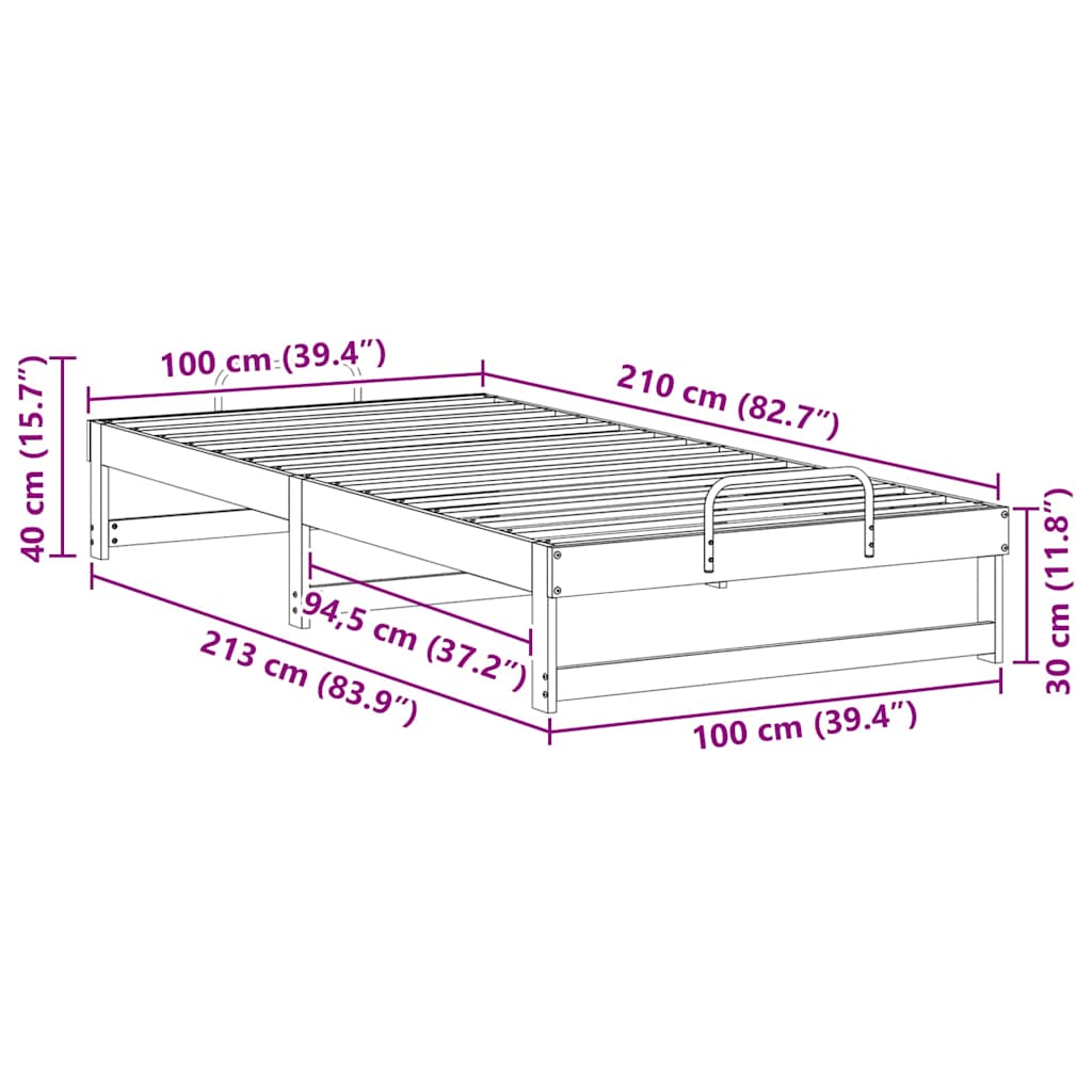 Σκελετός Κρεβατιού Καφέ 100 x 210 cm Στερεά ξυλεία πεύκου