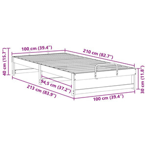 Σκελετός Κρεβατιού Λευκό 100 x 210 cm Στερεά ξυλεία πεύκου