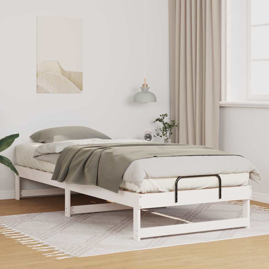 Σκελετός Κρεβατιού Λευκό 80 x 220 cm Στερεά ξυλεία πεύκου