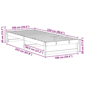 Σκελετός Κρεβατιού Λευκό 100 x 220 cm Στερεά ξυλεία πεύκου