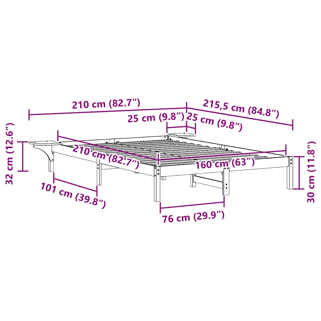 Κρεβατοκάμαρα με Πλαϊνά Τραπέζια Λευκό 160 x 210 cm