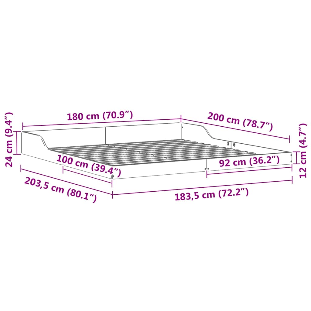 Σκελετός Κρεβατιού Καφέ 180 x 200 cm Στερεά ξυλεία πεύκου