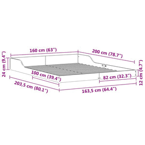 Σκελετός Κρεβατιού Λευκό 160 x 200 cm Στερεά ξυλεία πεύκου