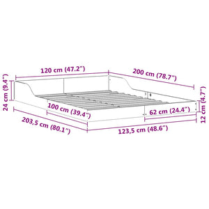 Σκελετός Κρεβατιού Λευκό 120 x 200 cm Στερεά ξυλεία πεύκου