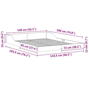 Σκελετός Κρεβατιού Κερωτό καφέ 140 x 190 cm