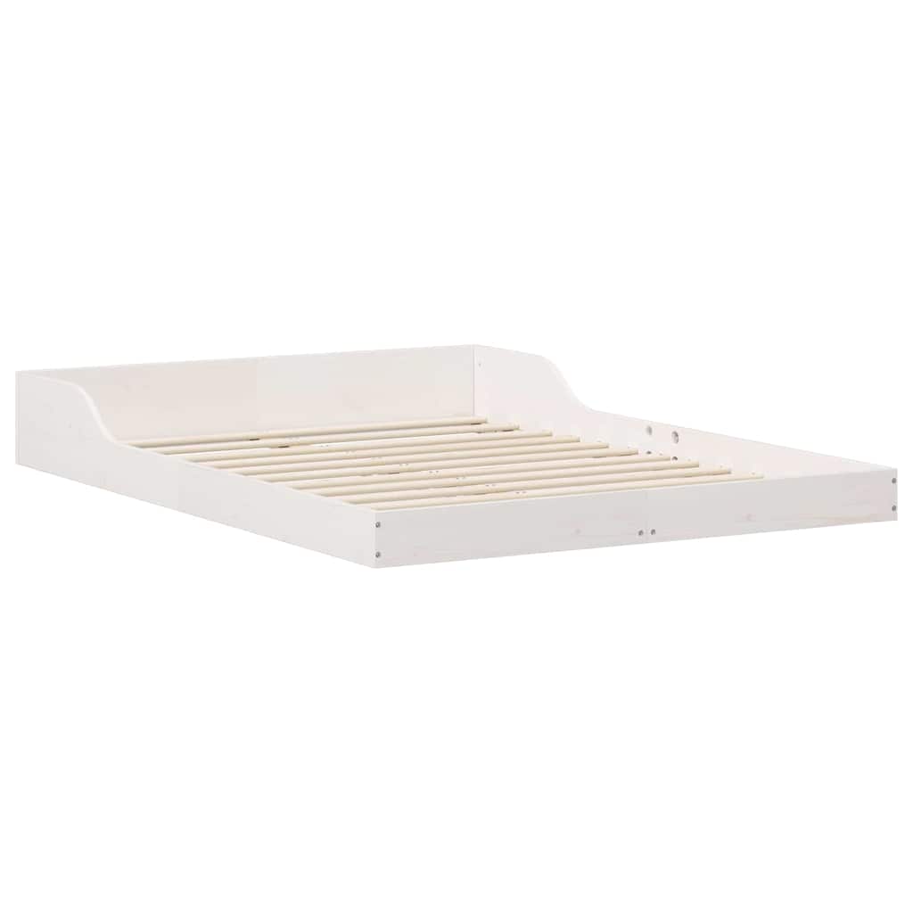 Σκελετός Κρεβατιού Λευκό 135 x 190 cm Στερεά ξυλεία πεύκου