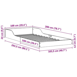 Σκελετός Κρεβατιού Λευκό 100 x 200 cm Στερεά ξυλεία πεύκου