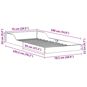 Σκελετός Κρεβατιού Κερωτό καφέ 75 x 190 cm Στερεά ξυλεία πεύκου