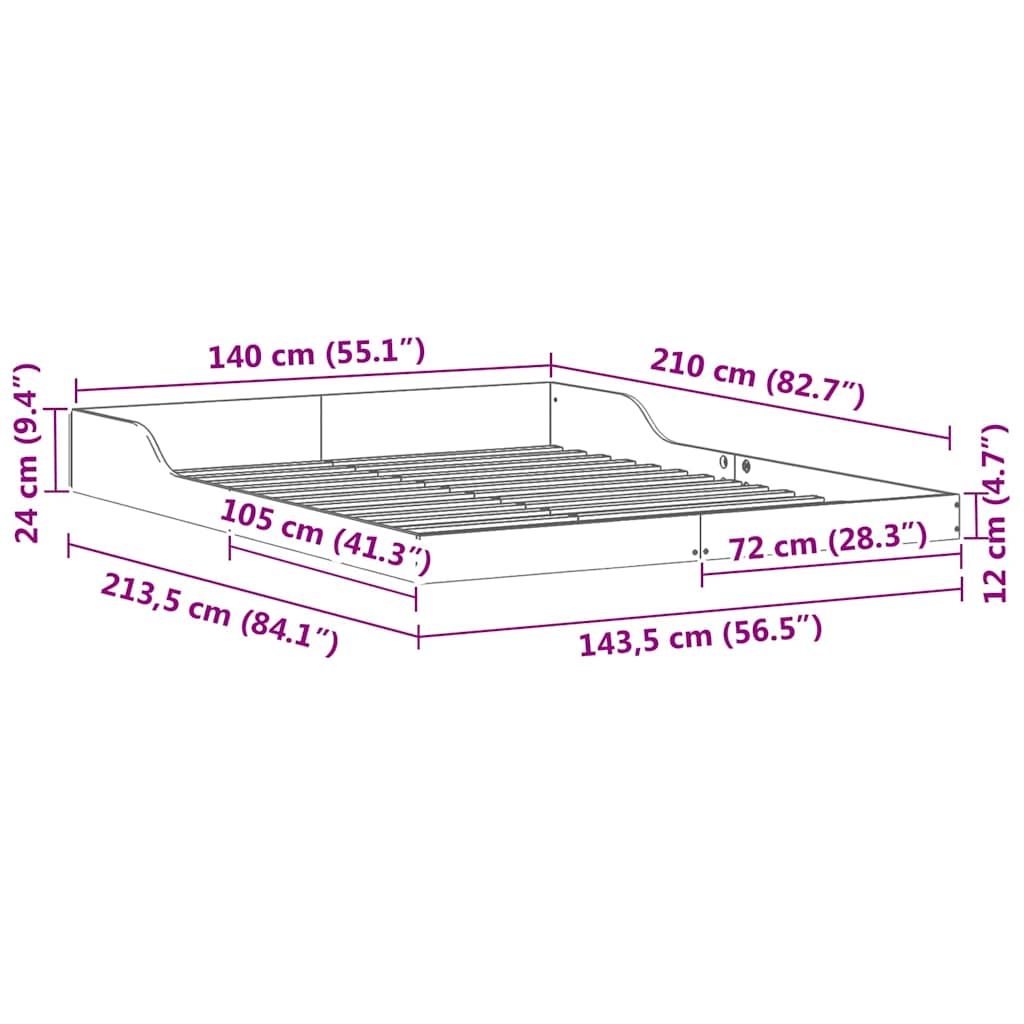 Σκελετός Κρεβατιού Καφέ 140 x 210 cm Στερεά ξυλεία πεύκου - Pakobazaar