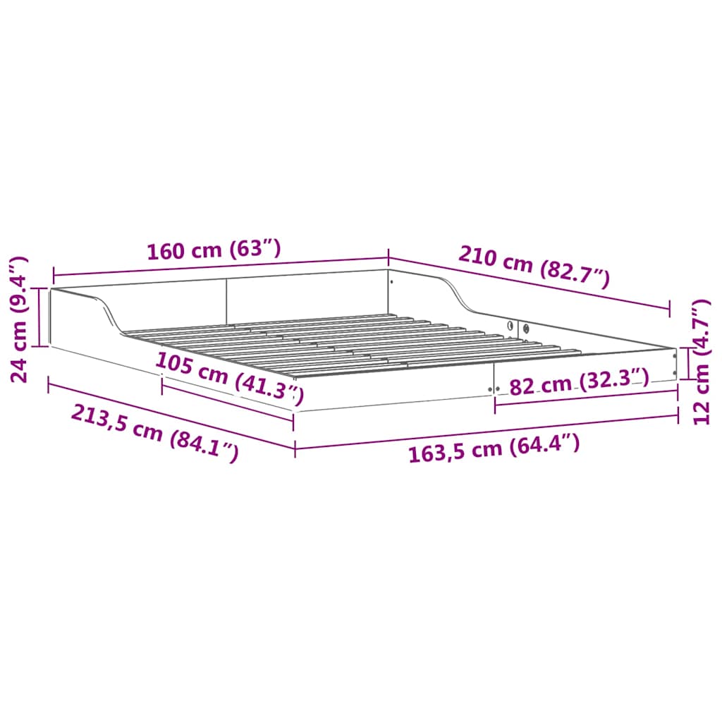 Σκελετός Κρεβατιού Καφέ 160 x 210 cm Στερεά ξυλεία πεύκου - Pakobazaar