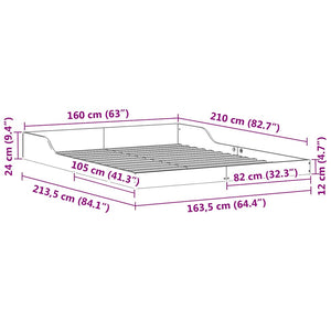 Σκελετός Κρεβατιού Λευκό 160 x 210 cm Στερεά ξυλεία πεύκου - Pakobazaar