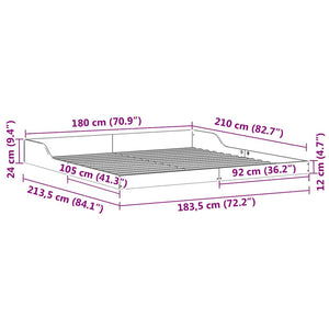 Σκελετός Κρεβατιού Λευκό 180 x 210 cm Στερεά ξυλεία πεύκου